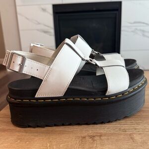 Dr. Martens Francis White Leather Platform Sandals Size 10